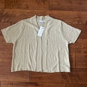 NWT Notations Womens Beige Short Sleeve Cardigan Size PS